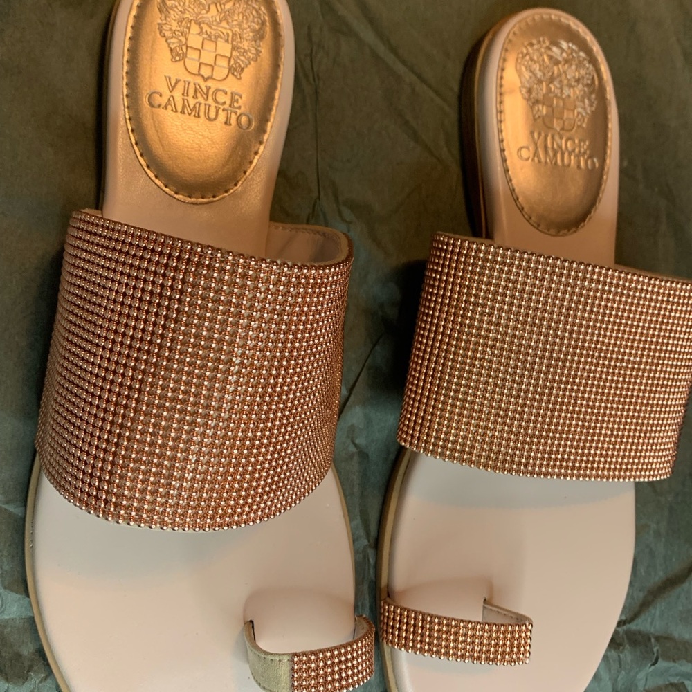 Vince Camuto Gold Sandals Slide Style